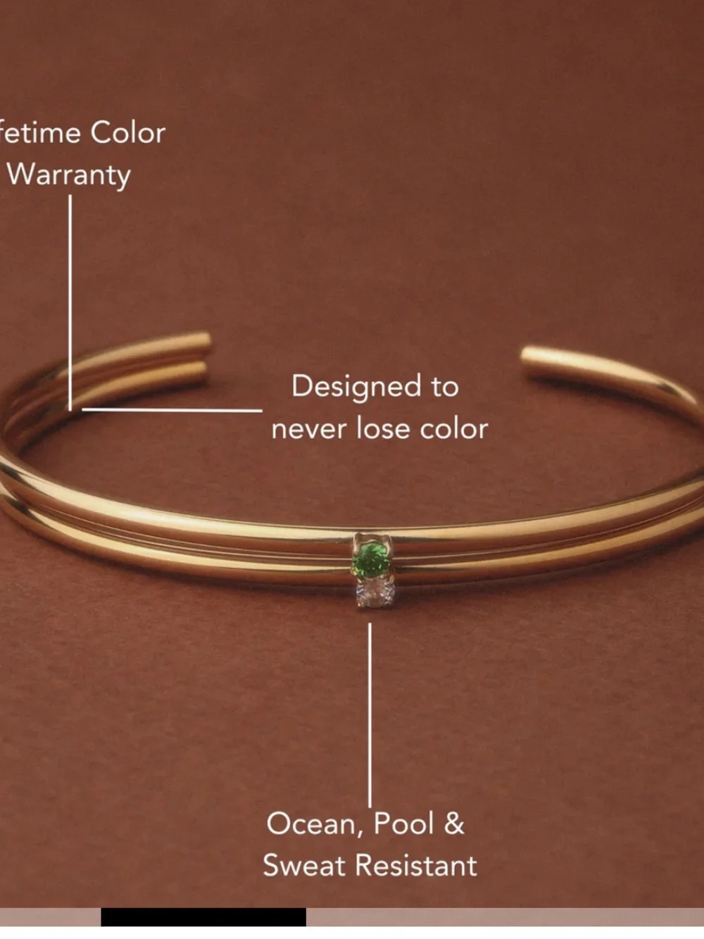 ATOLEA THIN SOLAR CUFF 18kGOLD PLATED NEW IN POUCH